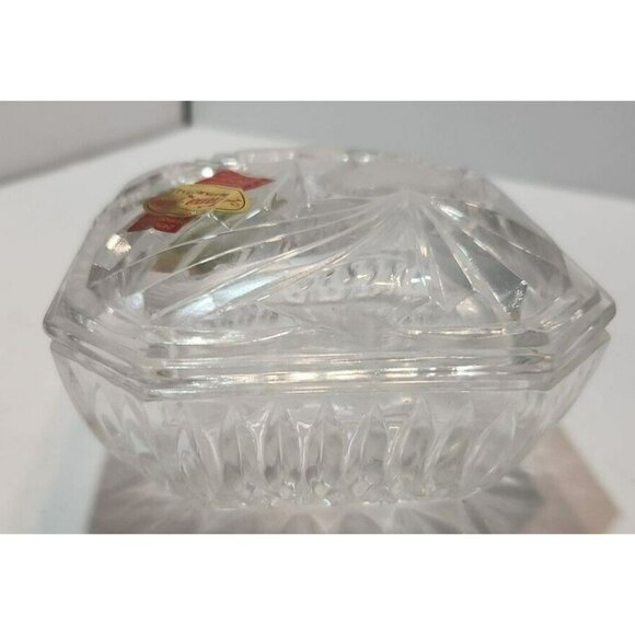 Vtg Anna Hutte Bleikristall Lead Crystal Hearts Octagonal Trinket Dish With Lid - Picture 6 of 14